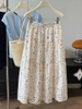 Chân váy trắng thêu hoa ANNA cạp chun dài 82cm