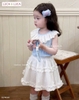 Set áo sát nách xanh phối ren kèm chân váy trắng Luca&Luca