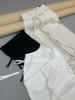 Quần suông dài H's LINEN thắt dây cạp cao 3 màu đen, trắng, be