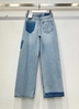 Quần jean suông denim phối dáng dài Zara curve leg cho nữ