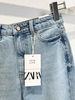 Quần jean suông denim phối dáng dài Zara curve leg cho nữ
