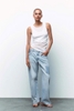 Quần jean suông denim phối dáng dài Zara curve leg cho nữ