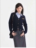 Cardigan Dessuu Len vặn thừng xanh navy