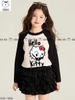 Bộ dài tay chân váy tầng Hello Kitty Elaine màu đen