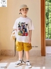 Bộ Dragon Ball Elaine áo cộc tay trắng mix quần short kaki vàng