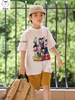 Bộ Dragon Ball Elaine áo cộc tay trắng mix quần short kaki vàng
