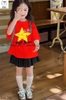 Bộ cotton BÉ GÁI Elaine cộc tay áo cờ đỏ sao vàng Tự hào Việt Nam mix CHÂN VÁY xếp ly đen