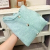 Áo khoác cardigan màu xanh Tiffany cúc gỗ