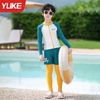 Bộ bơi áo KHOÁC KÉO KHOÁ dài tay Yuke You are great bé trai quần 2 lớp phối XANH VÀNG
