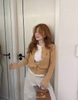 Áo cardigan len AIMÉE cổ tròn vặn thừng hoạ tiết gấu 5 màu