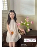 Váy sát nách ren trắng nơ lưng Anni Kids dáng suông