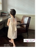 Váy sát nách ren trắng nơ lưng Anni Kids dáng suông