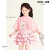 Bộ cộc tay Baby Three Cho Hee màu HỒNG chân váy tầng