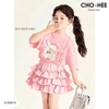 Bộ cộc tay Baby Three Cho Hee màu HỒNG chân váy tầng