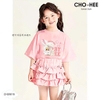 Bộ cộc tay Baby Three Cho Hee màu HỒNG chân váy tầng