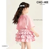 Bộ cộc tay Baby Three Cho Hee màu HỒNG chân váy tầng