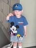 Bộ cộc tay cotton Mickey xanh quần sooc kẻ sọc kèm mũ