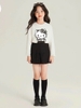 Bộ cotton Hello Kitty Elaine áo dài tay trắng chân váy kaki đen