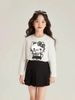 Bộ cotton Hello Kitty Elaine áo dài tay trắng chân váy kaki đen
