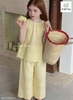 Bộ Melisa thô ren thêu hoa áo sát nách quần dài 4 màu hồng, kem, xanh, vàng