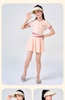 Bộ bơi liền cộc tay GT Yuke cam pha hồng quần sooc cho bé gái
