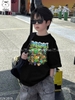 Bộ cộc tay Minecraft Elaine áo đen sooc jean