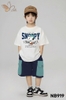 Bộ cotton Nabi áo Snoopy Peanuts trắng quần short kaki xanh navy bé trai