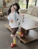 Set 4 quần legging lửng bé gái caro cam, chấm bi nâu, kẻ ngang, ghi