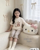 Bộ cotton lửng xuất Hàn 5 mẫu Gấu thỏ, Gấu xám, Nơ xinh, Hello Kitty, Gấu nơ hồng