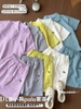 Bộ polo Happyniuniu cộc tay thêu chú chó 3 màu vàng, xanh, tím