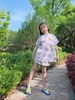 Set bộ bơi YUKE 3 chi tiết áo lưới cộc tay loang hoa xanh tím quần sooc