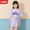 Set bộ bơi YUKE 3 chi tiết áo lưới loang cộc tay màu tím Rabbit quần sooc