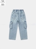 Quần jeans túi hộp Elaine hoạ tiết khoá kéo