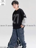 Bộ Elaine áo cotton 27 màu đen phối tay ghi quần jeans