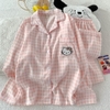 Bộ ngủ pyjama Hello Kitty caro hồng phấn
