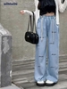 Quần jean giấy size S-M-L Nexxi dáng suông 2 mẫu thêu chữ Charity, Nasty Gal kèm dây đai