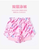 Bộ bơi SOIOE áo cộc raglan mix quần sooc 2 lớp hoa văn hồng bé gái
