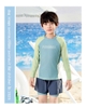 Bộ bơi áo dài tay quần short 2 lớp Paradise Yuke raglan mix màu xanh mint bé trai