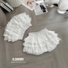 Chân váy ren 3 tầng GOGANG cạp bo chun smocked màu đen, hồng, trắng