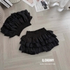 Chân váy ren 3 tầng GOGANG cạp bo chun smocked màu đen, hồng, trắng