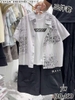 Bộ 3 món áo sơ mi nhiều chữ quần short đen, mix áo phông trắng size đại
