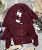 Áo len cardigan ZARA khuy đồng đỏ đô siêu hot