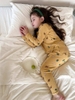 Bộ cotton dài tay AMBB KIDS khủng long màu vàng