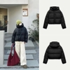 Áo khoác phao nữ có mũ màu đen H&M dáng ngắn