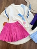 Chân váy cotton Nexxi xếp ly dáng ngắn hình Kuromi màu Hồng