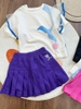 Chân váy cotton Nexxi xếp ly dáng ngắn hình Kuromi màu Tím
