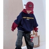 Áo hoodie nỉ bông xanh navy phối đỏ Joff Hamilton