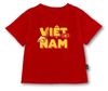 Áo phông ELAINE màu đỏ chữ VIỆT NAM in hình cờ, bông lúa và nón