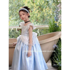Váy công chúa Cinderella xanh dương nhiều tầng kèm găng tay ren