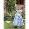 Váy công chúa Cinderella xanh dương nhiều tầng kèm găng tay ren